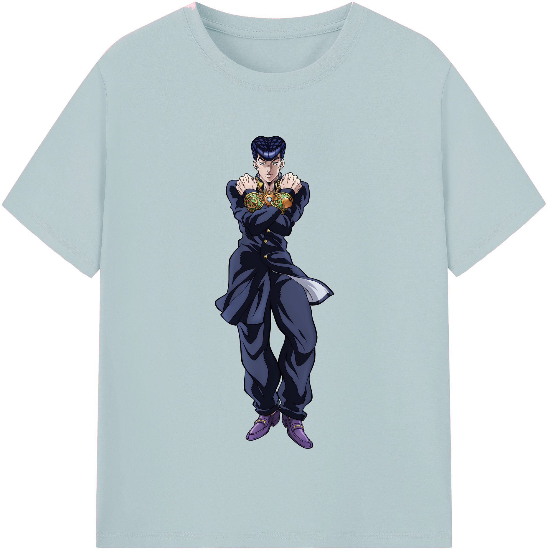 （画像用） ジョジョの奇妙な冒険 ひがしかた じょうすけ JoJo's Bizarre Adventure Higashikata Josuke 綿100％半袖Tシャツ（フロントプリント）